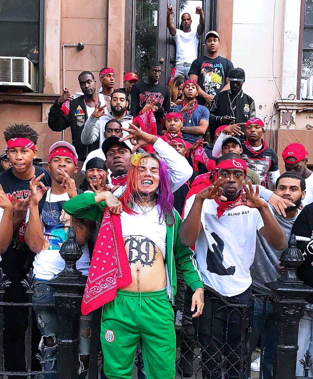 6ix9ine With 9Tre Blood Gang Members of Brooklyn, New York City